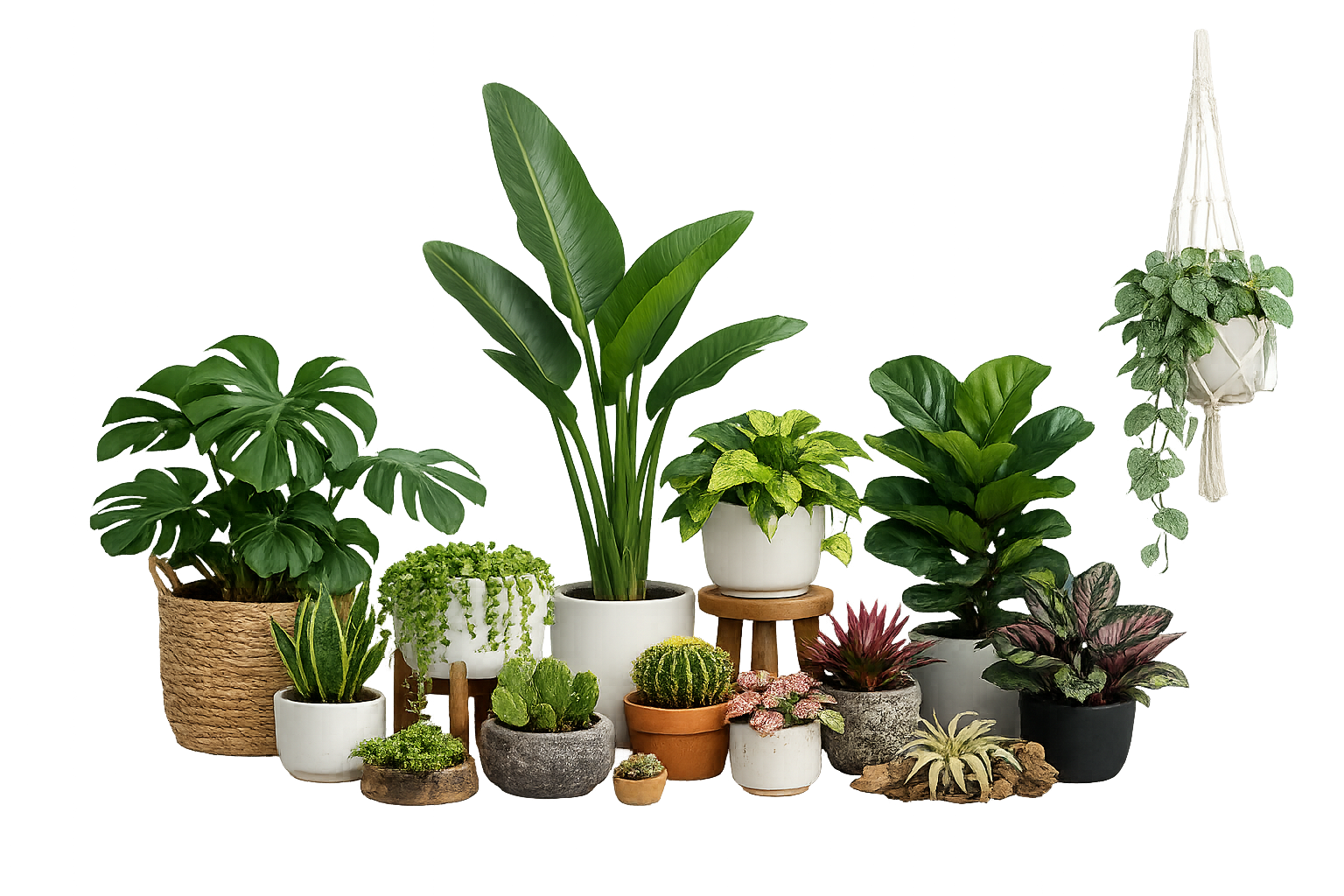 variety of indoor and outdoor plants collection