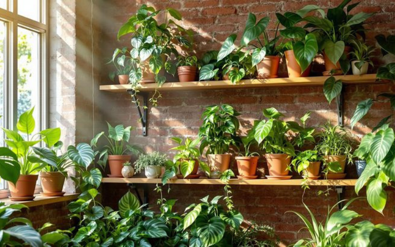 indoor plant shelf decoration