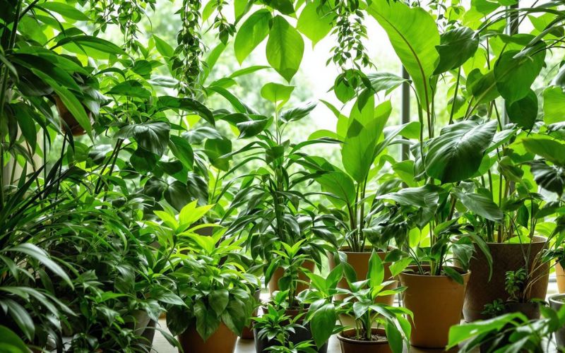 beautiful garden plants with sunlight